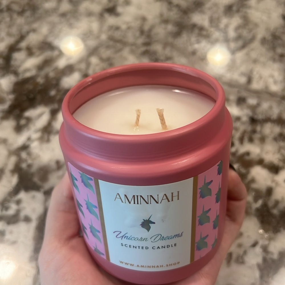 AMINNAH Skincare “Unicorn Dreams” Scented Candle Tin Aromatherapy Self Care - Picture 2 of 9